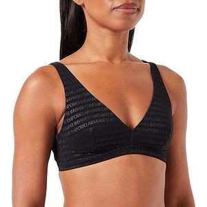 Emporio Armani Dames Bralette All Over Logo Mesh Bra, zwart, XS