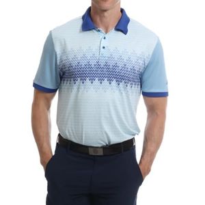 Under Par Heren vochtafvoerend sneldrogend stretch korte mouw patroon borst print golf poloshirt hemelsblauw, M, 2392 - Hemelsblauw, M
