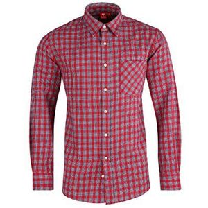 Engelbert Strauss beroepshemd Malmö, maat: M, kleur: rood/donkerblauw/wit