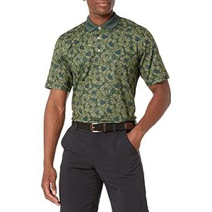 Amazon Essentials Men's Sneldrogend golfpoloshirt met normale pasvorm (verkrijgbaar in grote en lange maten), Olijfgroen Hibiscusbloem, XS
