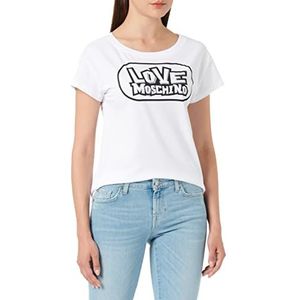Love Moschino Dames Boxy Fit Korte Mouwen met Skate Print T-shirt, wit (optical white), 42