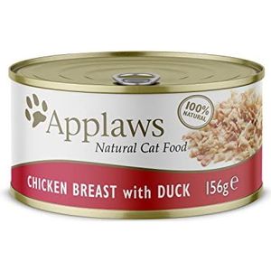 Applaws Premium Natural kattenvoer, nat, kip met eend in bouillon, 156g blik (24x156g)