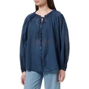 DreiMaster Klassik Dames katoenen blouse 37325760-DR03, marine, L, marineblauw, L