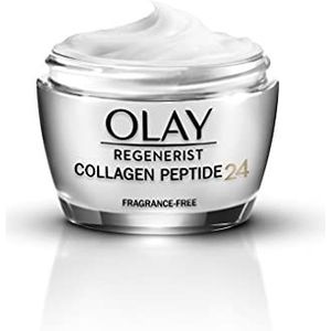 Olay Collageen Peptide 24 dagcrème (50 g) met collageenpeptiden en vitamine B3, gezichtscrème voor dames, sterk, hydraterend voor stralende huid, zonder parfum