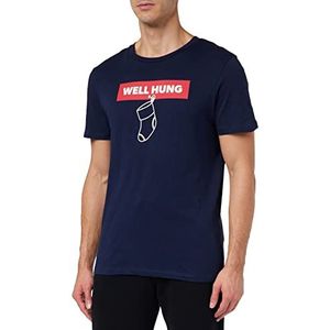 Jack & Jones JORELFEN Tee SS Crew Neck Xmas T-shirt, Navy Blazer, L