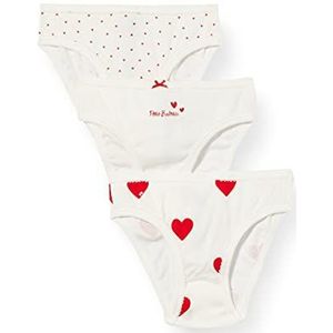 Petit Bateau Slipjes (3 stuks) voor meisjes, wit + rood + wit, 10 Jaar