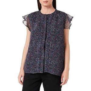 TILDEN Dames blouse shirt met ruches mouwen 37330649, zwart bloemenprint, XS, Zwarte bloemenprint, XS
