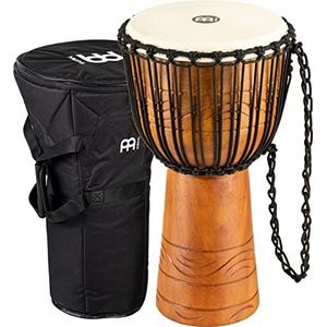 Meinl Percussion 25cm Orig. Afrikaanse stijl Rope Tuned Wood Djembe drum met tas - met geitenvacht - Afrikaans muziekinstrument - Water Rhyth (ADJ2M+BAG)