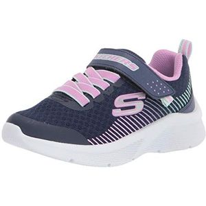 Skechers Microspec Sneakers voor meisjes, Navy Mesh Lavender Mint Trim, 29 EU