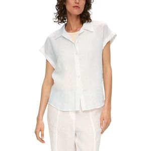 s.Oliver Dames 2147437 linnen blouse, korte mouwen, wit 0100, 40
