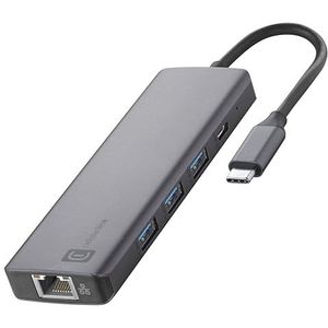 Cellularline - Hub Pro - Docking Station - Zwart - USB Type-C naar USB Type-A - 9 Havens