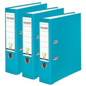 Originele FALKEN 3-pack PP-Color mappen. Made in Germany. 8 cm breed DIN A4 turkoois Vegan plastic ordner ringmap aktetermap briefordner bureaumap plastic map sleufmap