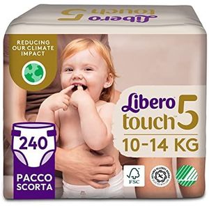 Libero, Touch Open luiers voor kinderen, 240 luiers, maat 5, voor kinderen van 10-14 kg, 6 verpakkingen met 40 wegwerpluiers