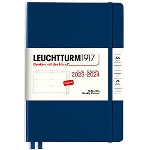 LEUCHTTURM1917 367598 weekkalender medium (A5) 2024, 18 maanden, navy, Engels