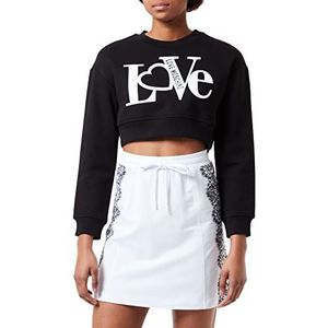 Love Moschino Dames cropped fit ronde hals sweatshirt, zwart, 48