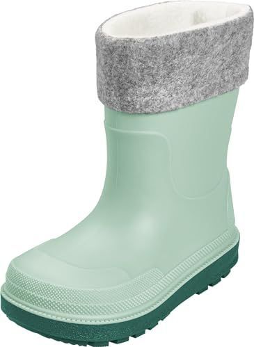 Playshoes Jongens Unisex kinderen gevoerde rubberlaarzen, groene sok, 24 EU, groene sok, 24 EU