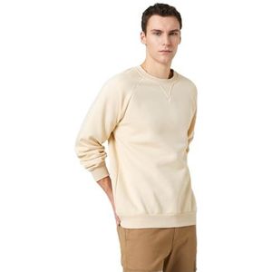 Koton Sweatshirt met ronde hals voor heren, met gedetailleerde raglanmouwen, beige (057), S