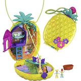 Polly Pocket Tropicool Ananas Handtas Compact met 8 Leuke Functies, Micropoppen Polly en Lila, 2 Accessoires en een Stickervel, voor kinderen van 4 jaar en ouder, GKJ64