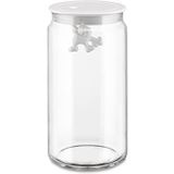 Alessi AMDR06 W Glazen Gianni Jar A Little Man Holding On Strakke Grote Keukendoos met Hermetisch Deksel in Thermoplastische Hars, Wit, 140 cl