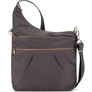 Travelon Crossbody-crossbodytas, anti-diefstal, 3 compartimenten, eenheidsmaat, Rook, 13.75 x 11.5 x 3, Anti-diefstal Signature 3 Compartiment Crossbody Bag