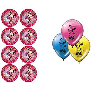 ALMACENESADAN, 5029 Disney Minnie Mouse Party Deco Set bestaande uit 8 ballonnen en 8 borden 23 cm (8435510350291)