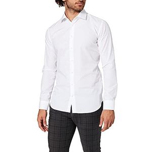 Seidensticker Businesshemd voor heren, slim fit, strijkvrij, kent-kraag, lange mouwen, patchwork, 100% katoen, wit (wit 01), 38