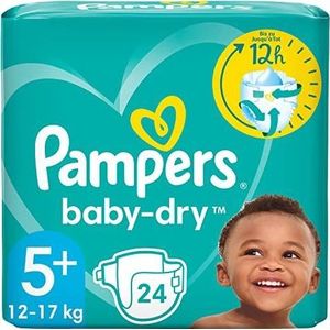 Pampers Baby luiers maat 5+ (12-17kg), 24 stuks, Junior Plus, single pack, tot 12 uur rondom bescherming tegen lekken