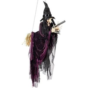 Boland 73091 - Vliegende heks, 65 cm, hangende decoratie voor Halloween, feestdecoratie, horrordecoratie voor Halloween en themafeest