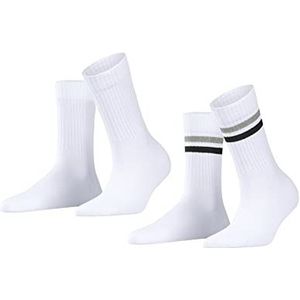 ESPRIT Dames Sokken Tennis Stripe 2-Pack W SO Katoen eenkleurig Multipack 2 Paar, Wit (Woolwhite 2070), 39-42