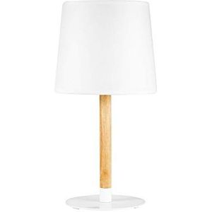 Pauleen 48103 Woody Cuddles tafellamp max20W E27 Scandinavische tafel lamp wit tafellamp 230V hout/stof