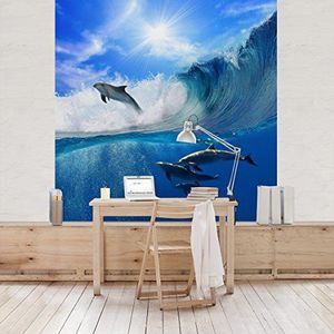 Vliesbehang Playing Apalis cbkoa Dolphins glad behang, grootte, meerkleurig, 97918, 336 x 336 cm