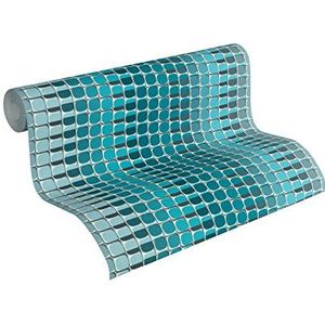 Livingwalls Vliesbehang Harmony in Motion by Mac Stopa behang grafisch 3D-optiek retro 10,05 m x 0,53 m blauw grijs wit Made in Germany 327272 32727-2