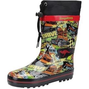KangaROOS K-rain regenschoen voor kinderen, Jet Black Racing Car, 25 EU
