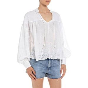 Replay Dames W2099 Blouse, 001 White, S, 001, wit, S