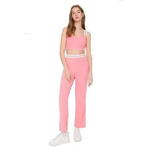 Trendyol Dames Loungewear Normale Taille Rechte Pijpen Broek Roze, roze, M