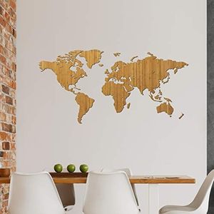 Houten wereldkaart - Bamboe - Large (135 x 65 cm) - Woondecoratie - Muurdecoratie - Houten wandkunst - Wereldkaart van hout