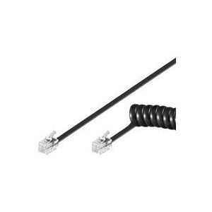 Telefoonhoorn-spiraalkabel | 2xmodulaire stekker RJ10 4P4C | zwart | 4,0 m