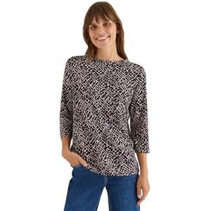 Cecil - Shirt - Eggplant red - 3/4 Mouwen - Met Minimal-print