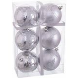 BigBuy Christmas Kerstballen, zilver, kunststof, hert, 8 x 8 x 8 cm (6 stuks)