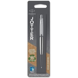 Parker Jotter Balpen | Stainless steel met chromen afwerking | Medium punt | Blauwe inkt