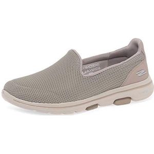 Skechers GO WALK 5 dames sneaker Low-Top Trainer, Beige Taupe Textiel Trim, 37 EU