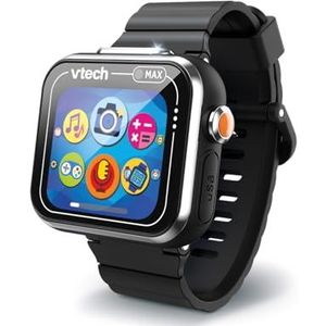 VTech Kidizoom Smartwatch Max Zwart, Smartwatch voor kinderen, dubbele camera, foto's, video's, games, horizontaal touchscreen, ESP-versie, Zwart, 5.4 x 22.4 x 1.7 cm