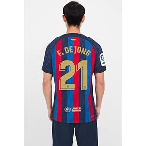 FC Barcelona - Officiële kit met huisnaam en -nummer, zonder shirt, F. DE JONG 21 seizoen 2022/2023 volwassene, sesam/blauw/rood