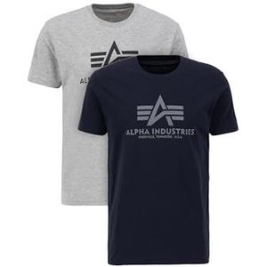 Alpha Industries Basic T 2-pack T-shirt voor heren Grey.Heat/Rep.Blue