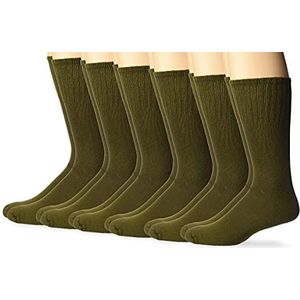 Jefferies Men's Military Uniform All Season Rib Top Crew Boot Socks 6 Pack, Olive Green, Shoe Size 5-8 US