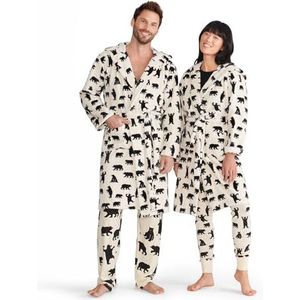 Hatley Dames Volwassen Fleece Robes - Black Bears On Natural Badjas, beige, XL
