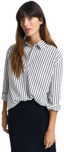 GANT Dames Rel Gestreepte Poplin Shirt Blouse, evening blue, 34