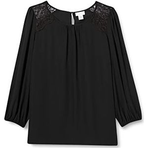 Avenue Dames plus size blouse altviool kanten shirt, Zwart, 40 grote maten