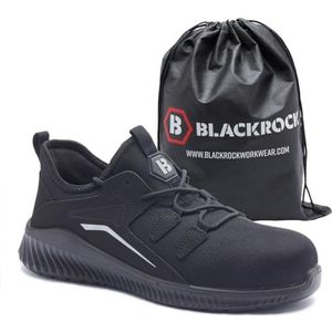 Blackrock Veiligheidstrainer, stalen neus, sneakers, veiligheidsschoenen, heren, dames, veiligheidstrainers voor heren, werkschoenen, werkschoenen, werkschoenen, werklaarzen, lichtgewicht werk, Zwart