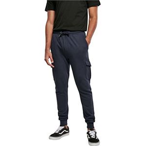 Urban Classics Joggingbroek voor heren, fitted cargo-sweatpants, sportbroek met cargozakken op de pijpen, verkrijgbaar in vele kleurvarianten, maten XS - 5XL, Midnightnavy, L